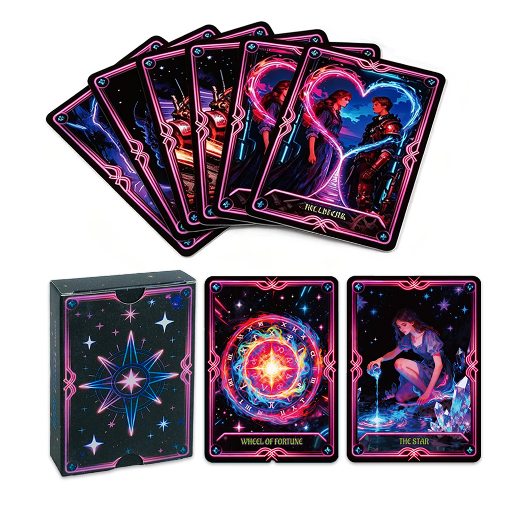 Cocktail Recipe Book - ネオンサイバーパンクタロットカードデッキ50枚入り宇宙星空占い預言者ボードゲームオラクルカードおもちゃギフト＆コレクション品