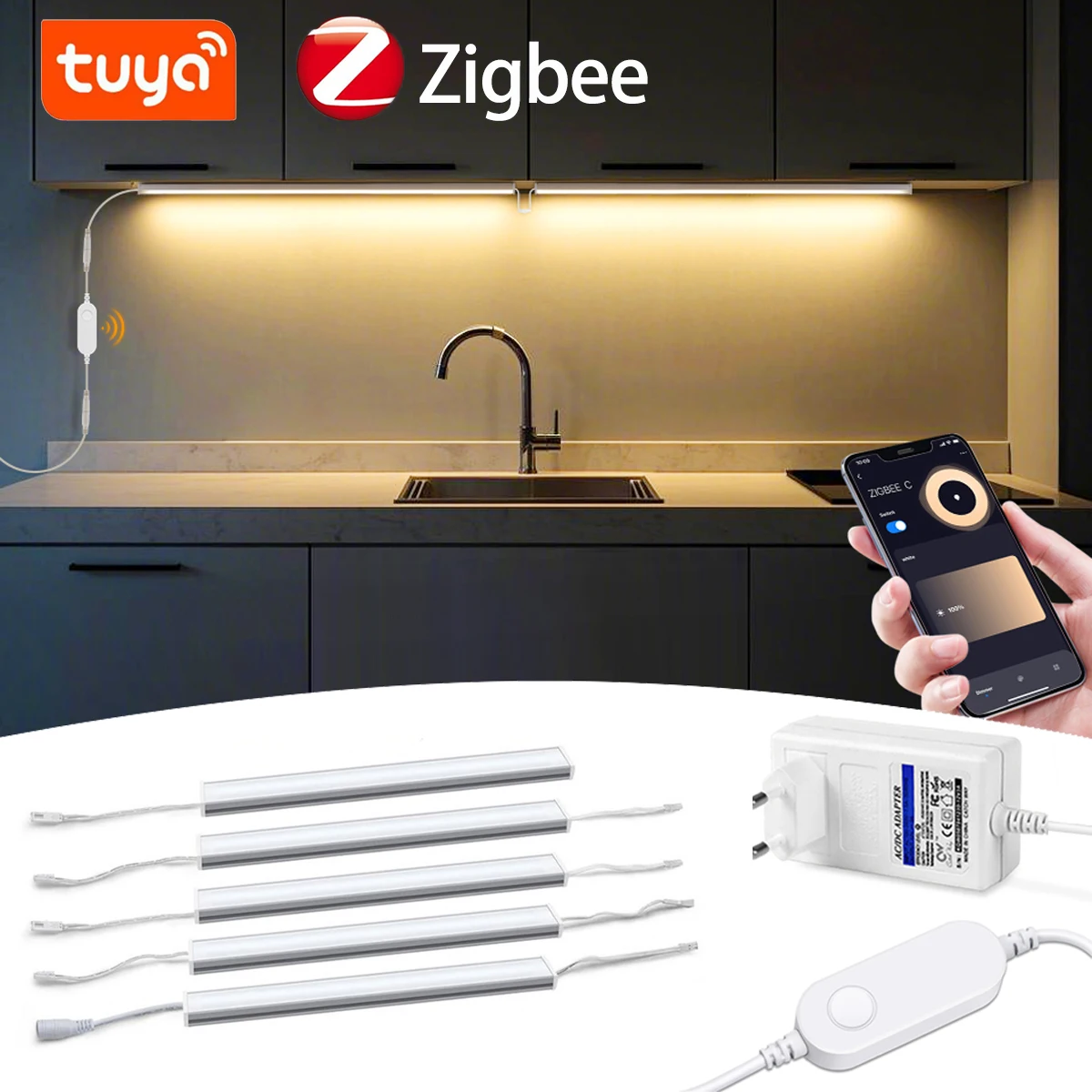 Home Bar And Cabinet - スマートZigbee LEDランプ キャビネット下ライトバー 12V Alexa、Googleアシスタント、Tuyaアプリ対応 ホームデコレーション