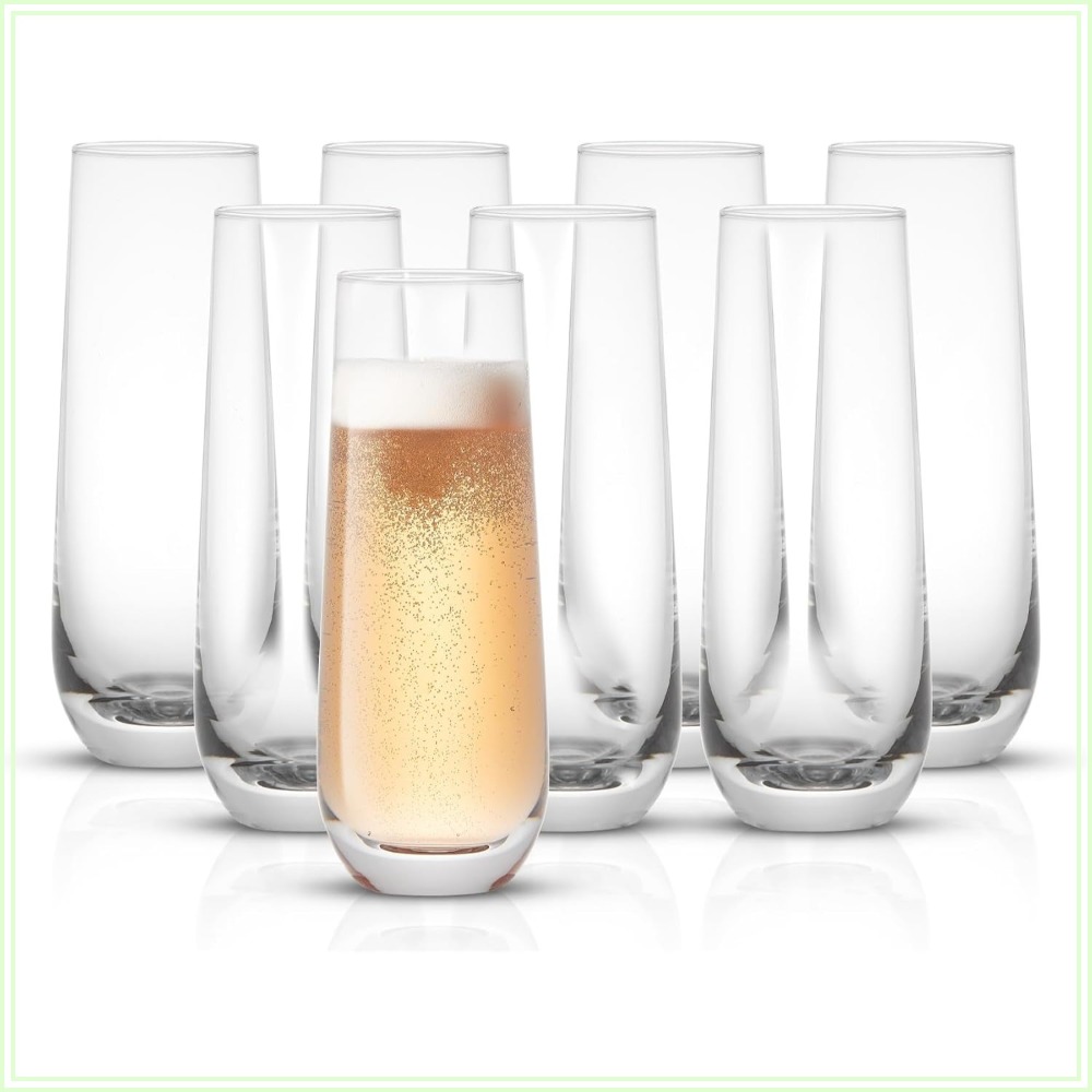Highball Glass Set - ステムレスシャンパンフルート8個セット、9.5オンスクリスタルグラス、ワイン、プロセッコ、ミモザ、カクテル、ウォーターハイボール、バーグラスウェア用