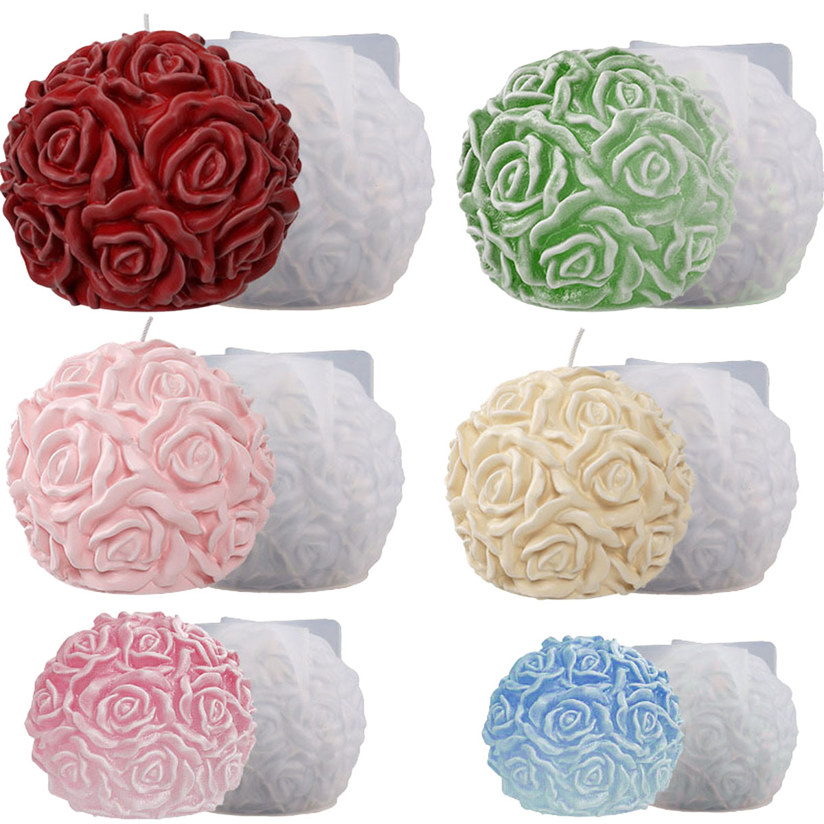 Ice Mold Sphere - バラと花の形をしたシリコンモールド,マルチサイズ,サマーアイスクリームボール,結婚式のケーキの装飾,バレンタインデーのギフト