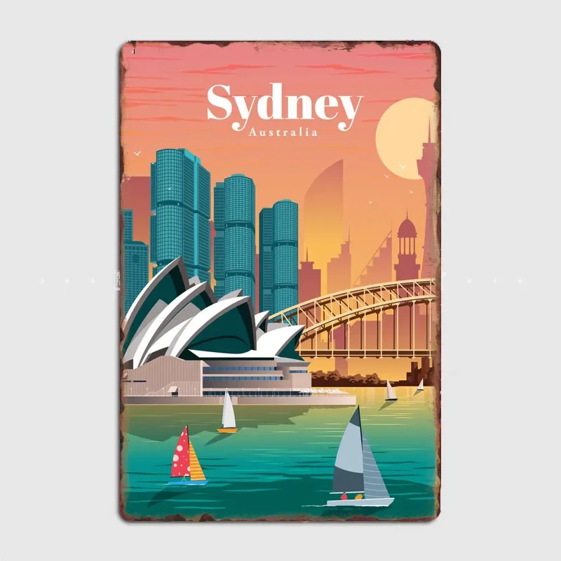 Home Bar Sydney - 旅行シドニー景勝地ヴィンテージポスターメタルサインクラブブリキカスタムバー屋内装飾ポスターホームウォールデコレーションルームデコレーション