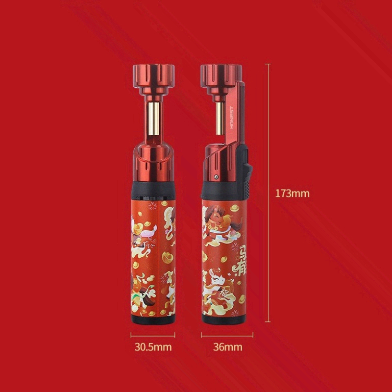 Smoking Gun Kit - 2026年製 正直な新型メタル製防風スプレーガン インフレータブルライター 屋外高温対応 ブルーフレーム 耐久性のある点火装置