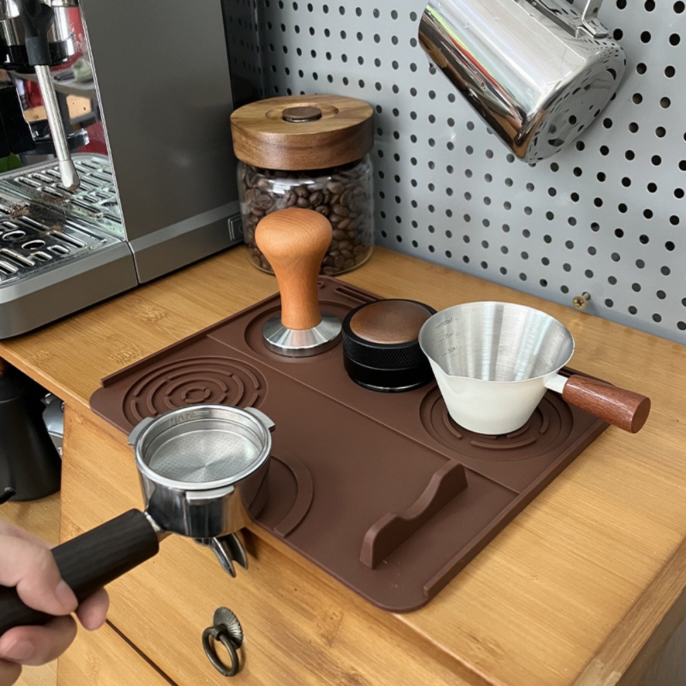 Home Bar Supplies - コーヒーメーカー用アクセサリー シリコンタンパーマット 滑り止め加工 エスプレッソプレス用クッション 家庭でのコーヒーのタンピング作業用