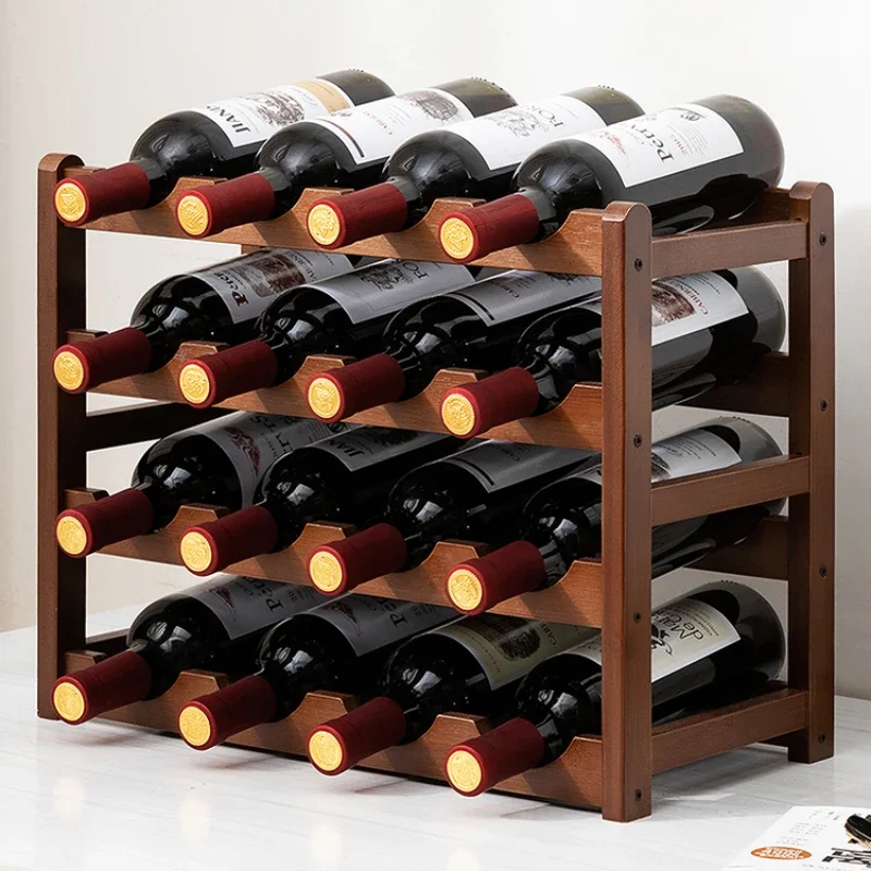 Home Bar And Cabinet - ホルダーバー&ワインキャビネットラック無垢材積み重ね可能な収納キューブ卓上シャンパン家の装飾用 # 055A