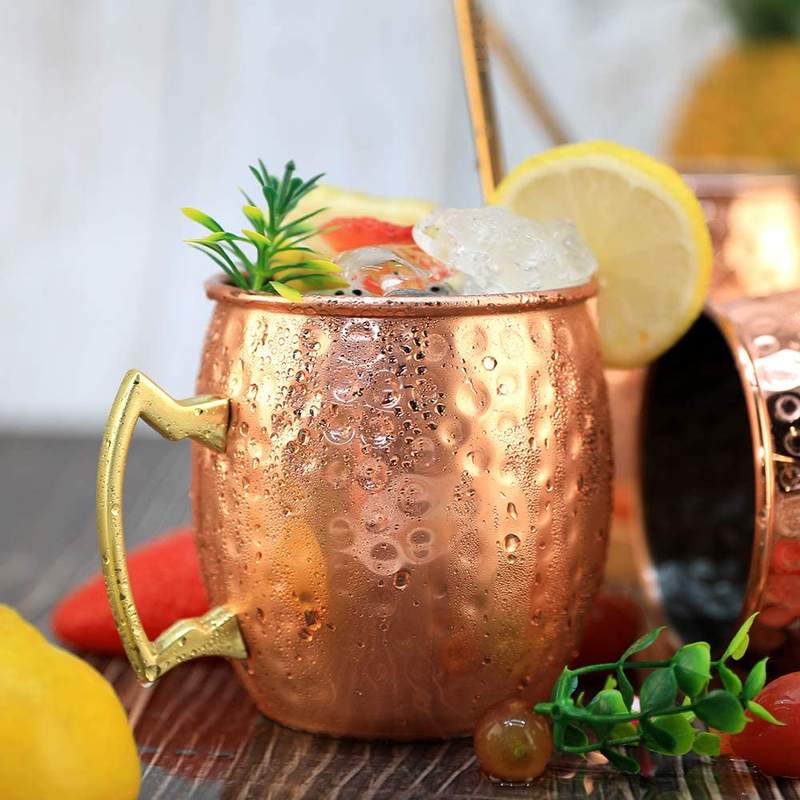 Mule Copper Mug - ミュールマグ ステンレス鋼製 ハンマード銅メッキ 多用途ドリンクカップ ワイン、ビール、コーヒー、バー、ラマダン、テーブル用ドリンクウェア用品
