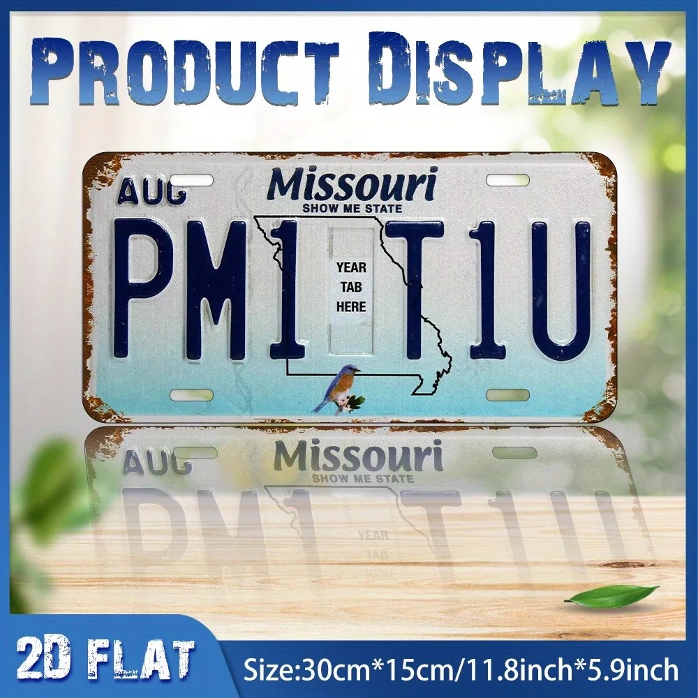 Home Bar Signs - 2D フラットレトロミズーリブルーバードアルミサイン 30x15cm ディストレストワイルドライフホームバー壁装飾プラーク