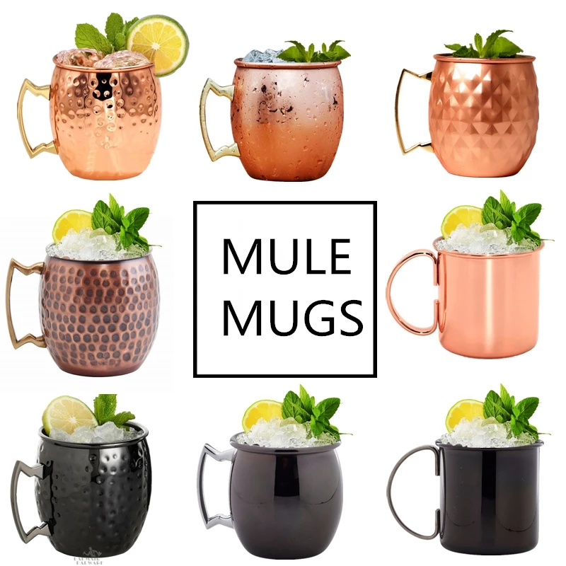 Mule Copper Mug - 銅製マグカップ,ステンレスカップ,550ml,カクテルまたはワイン用,コーヒーまたはバーツール,1個