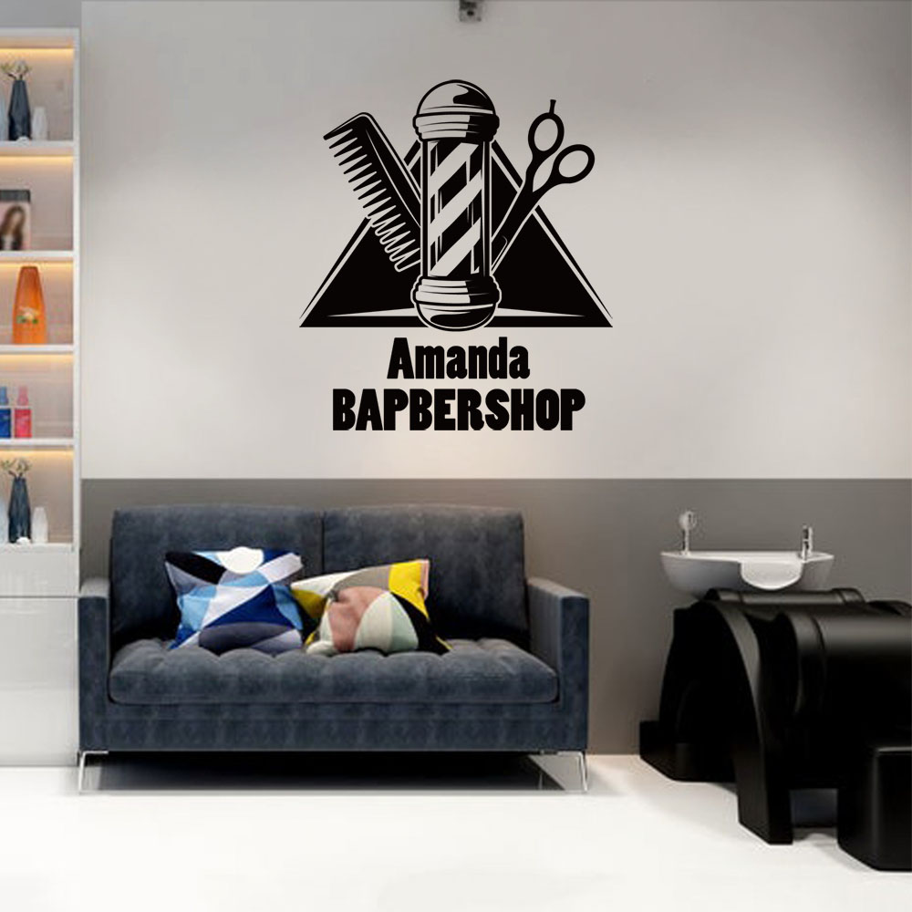 Home Barbershop - 1PC ホット販売理髪店パーソナライズされたテキストウォールステッカー家の装飾装飾用ホームデコレーションビニールデカール