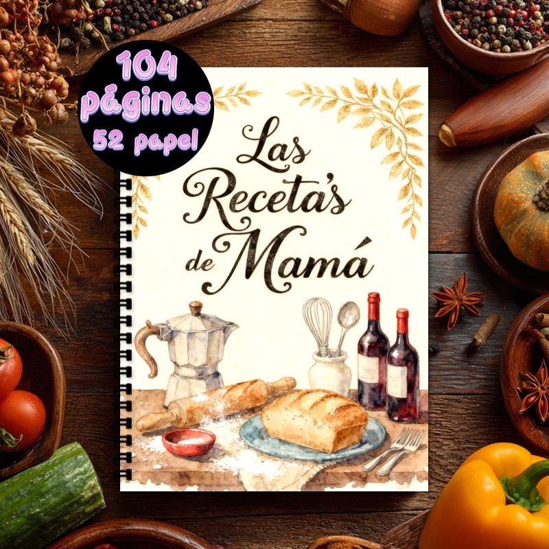 Cocktail Recipe Book - スペイン語レシピノート A5サイズ 男女兼用レシピブック（最大100レシピ収納）ママのレシピスタイル ベーキング＆クッキングジャーナル