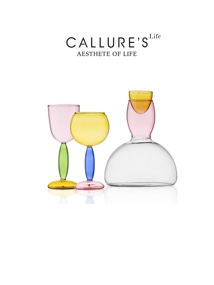 カリュールハイボールワイングラス赤と白の色の衝突ボルドーレッ - Highball Glass Set のレビューと価格