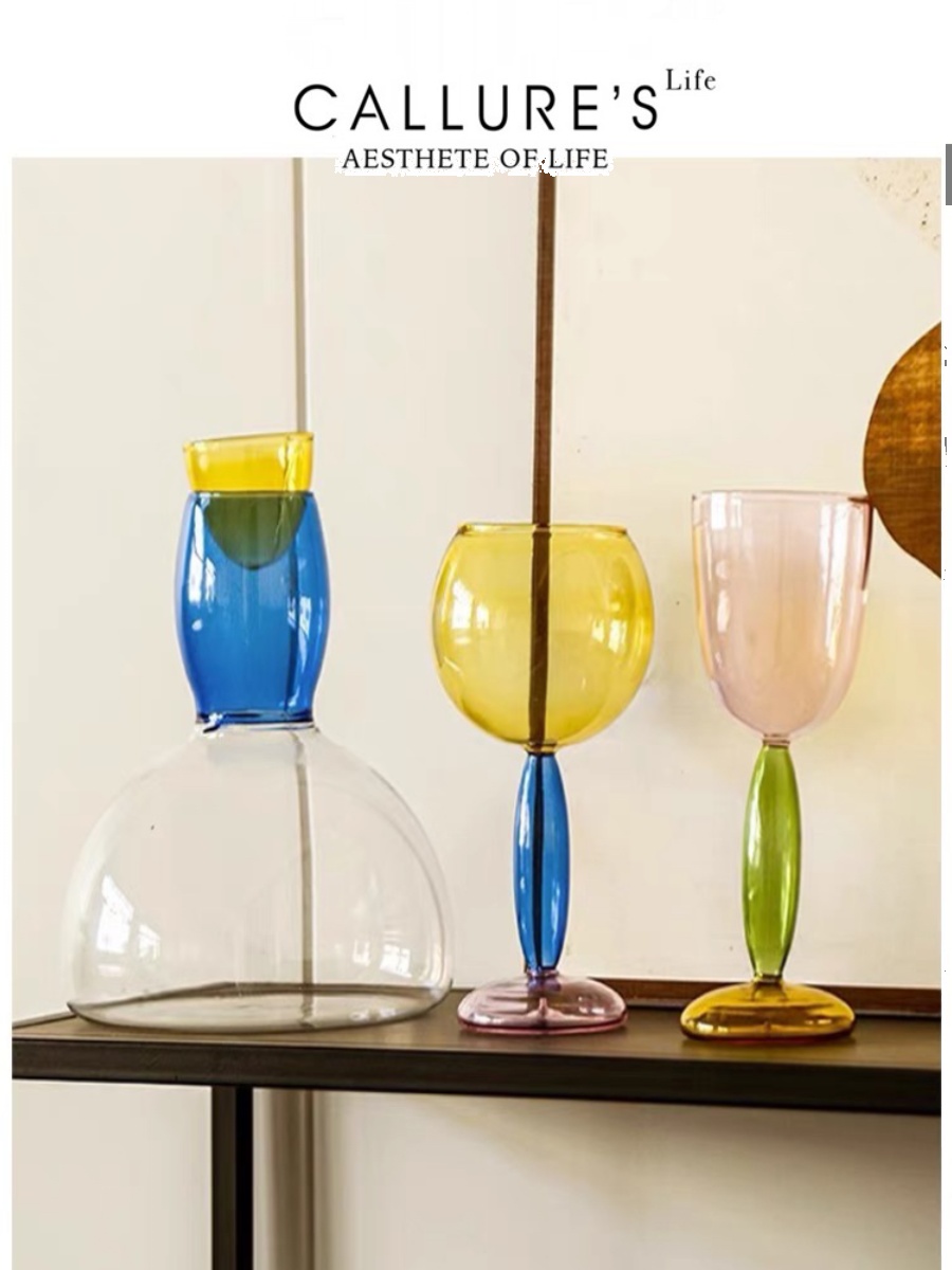 カリュールハイボールワイングラス赤と白の色の衝突ボルドーレッ - Highball Glass Set のレビューと価格