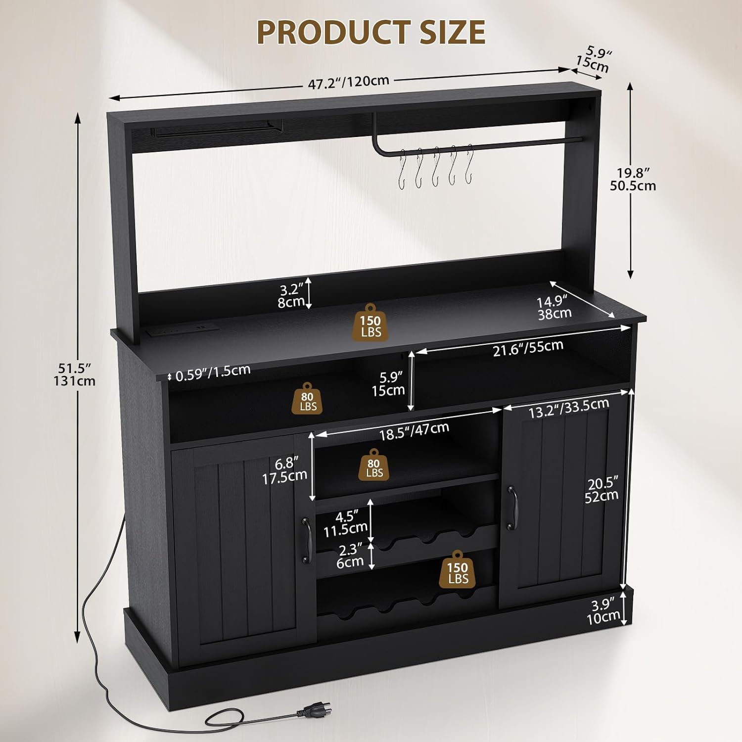 ファームハウスコーヒーバーキャビネット（47インチ）、5つの - Home Bar And Cabinet のレビューと価格