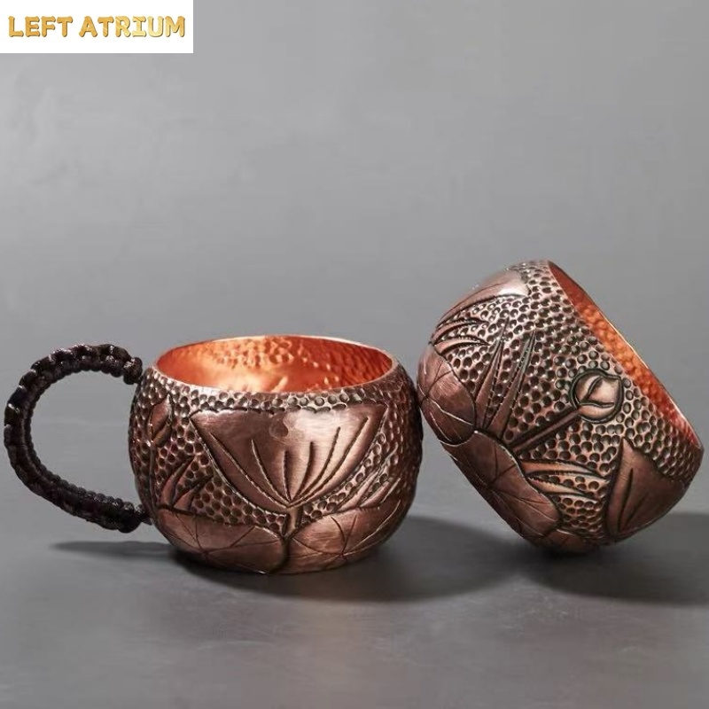 純銅製コーヒーマグ、手彫り花柄織りハンドル付き100mlモス - Mule Copper Mug のレビューと価格