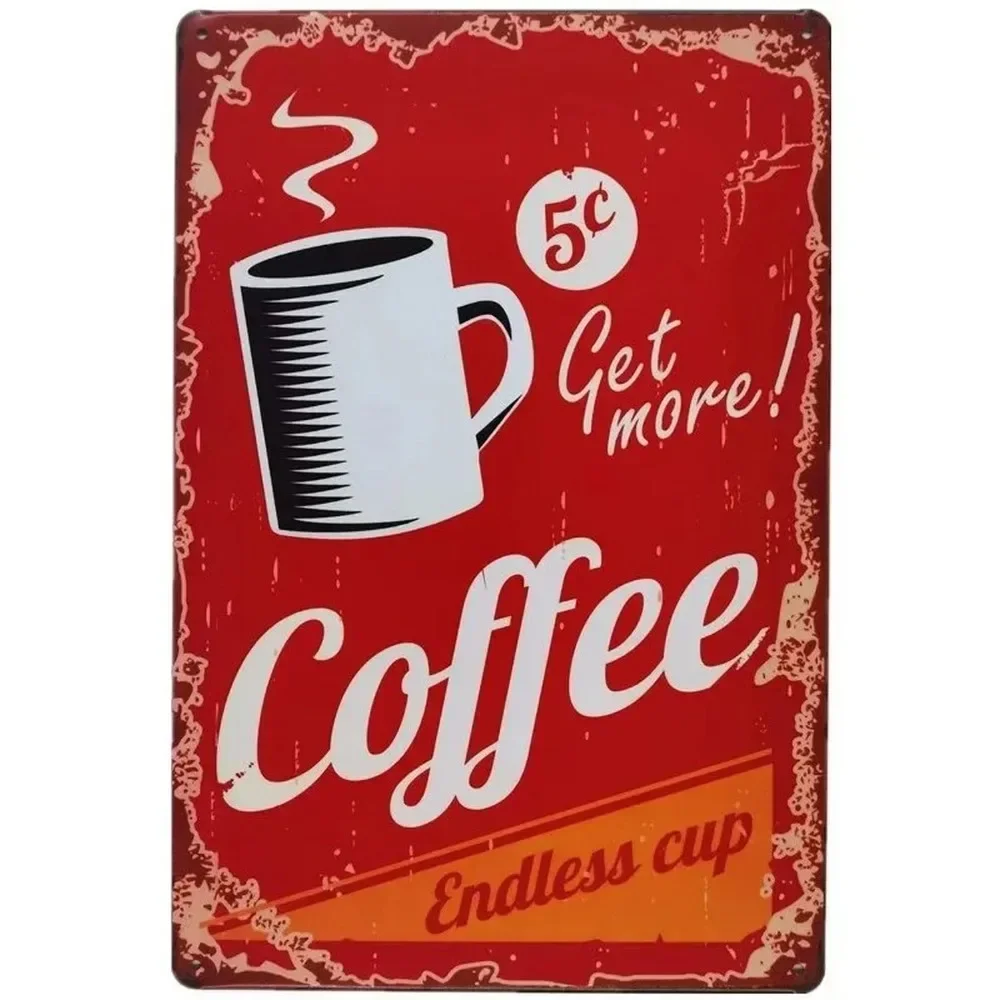 プラークメタルサインドリンクコーヒーウォールデコレーションヴ - Home Bar Cafe のレビューと価格