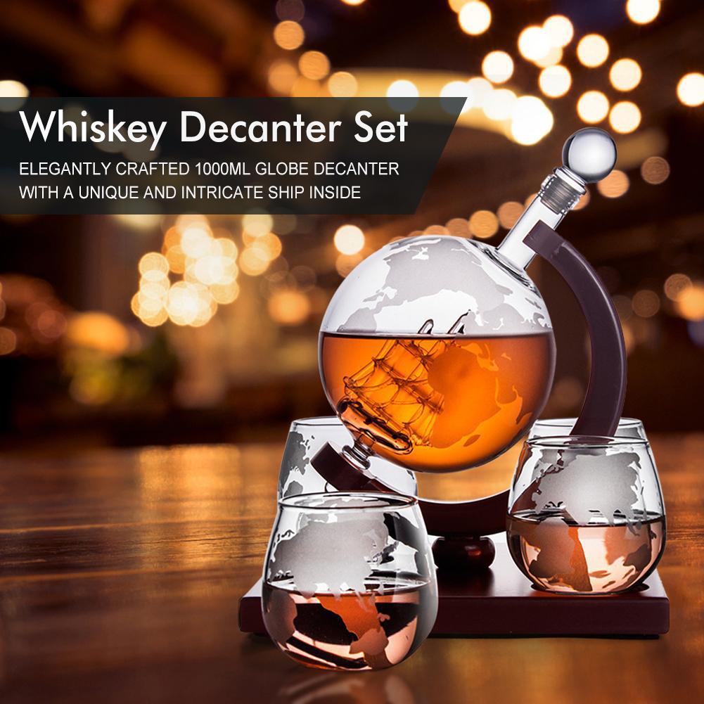 地球儀型デカンタ、セーリングウイスキーグラスディスペンサー、 - Decanter Globe Set のレビューと価格