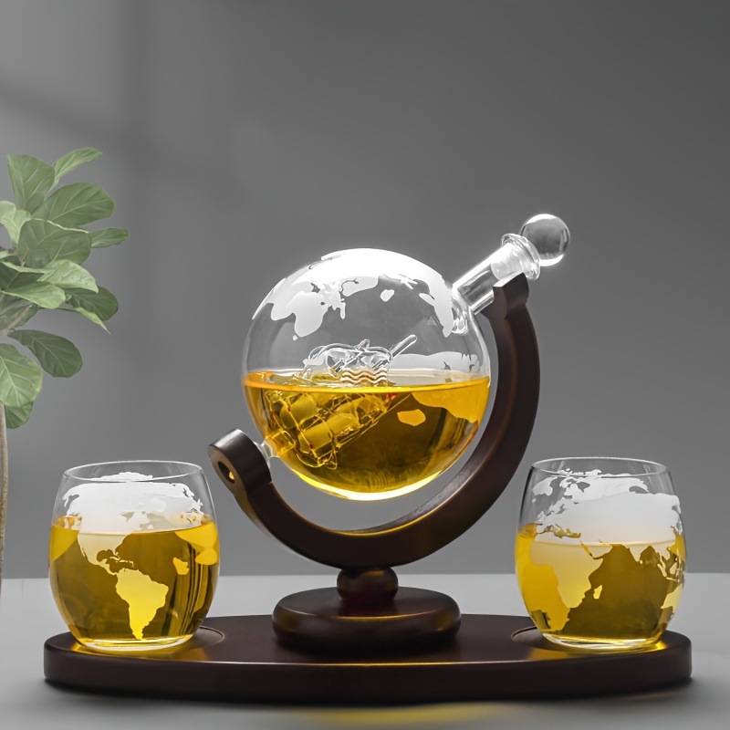 地球儀型デカンタ、セーリングウイスキーグラスディスペンサー、 - Decanter Globe Set のレビューと価格