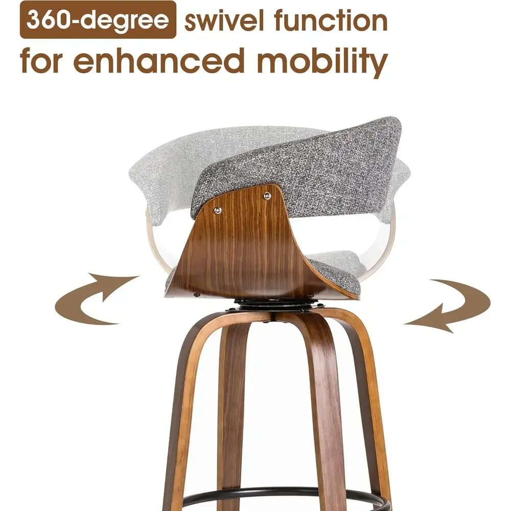 ホームバー家具用のグレーの布製回転バースツール2個セット、ウ - Home Bar Stools のレビューと価格