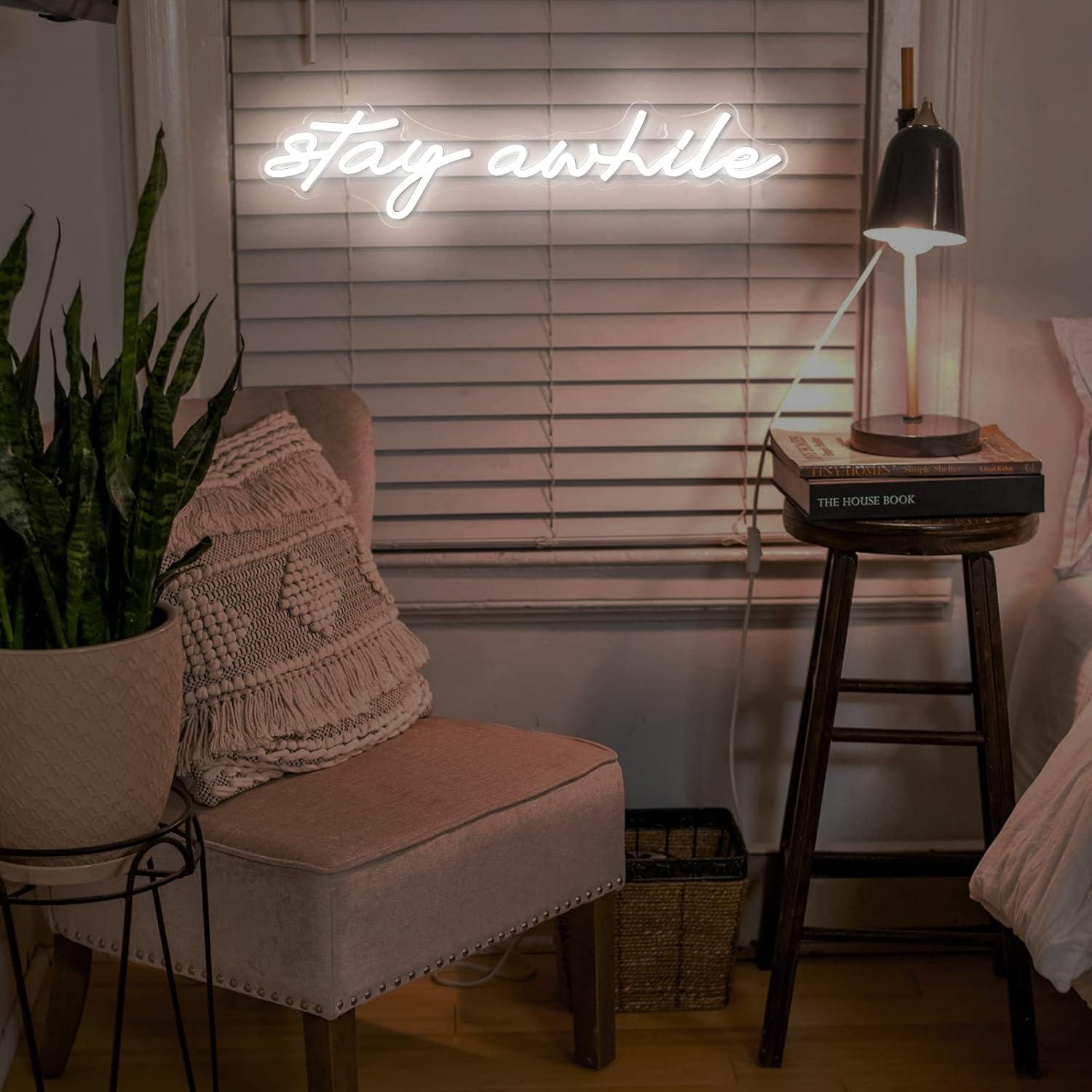 しばらく滞在してみてください ネオンサイン USB調光可能L - Home Bar Signs のレビューと価格