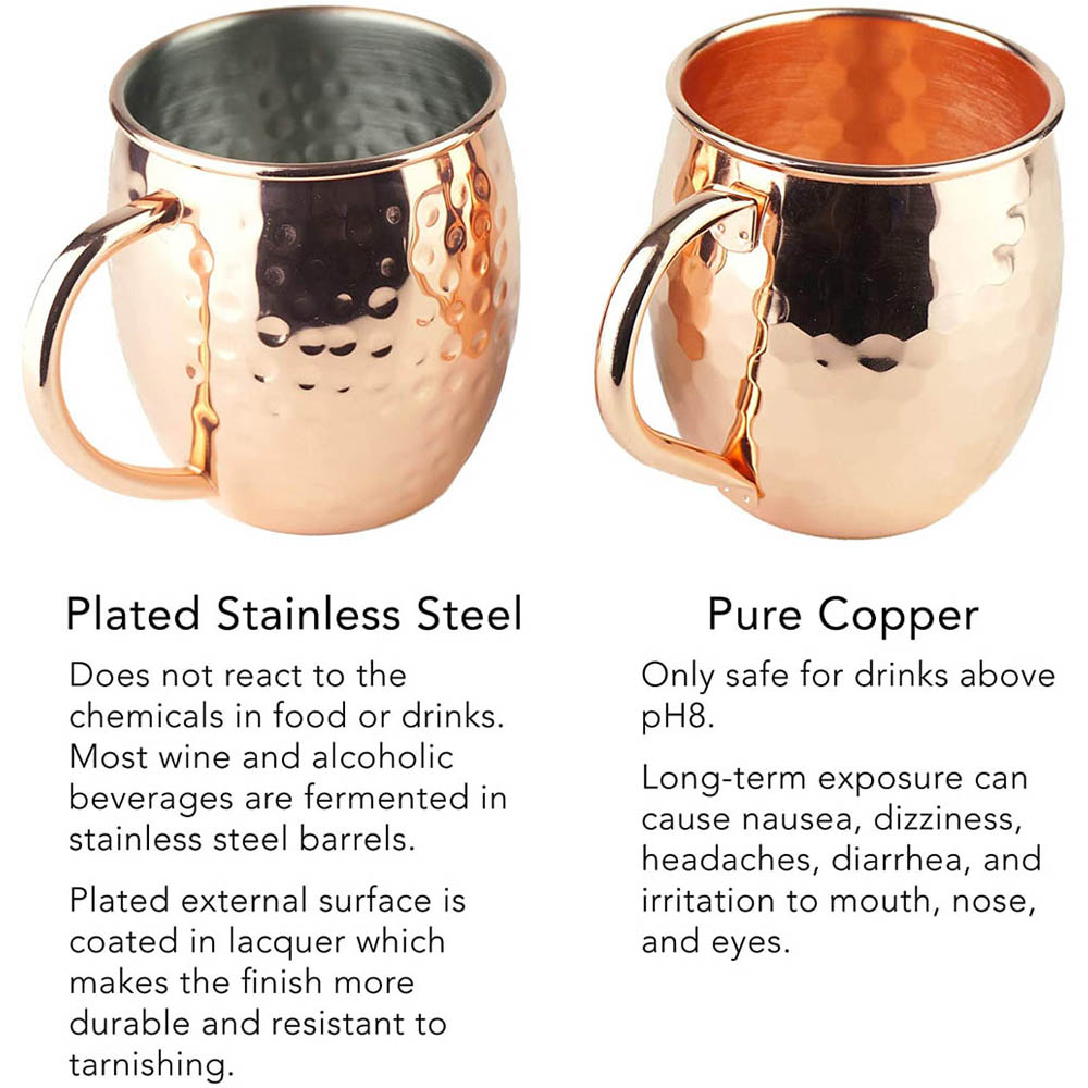 銅メッキのマグカップ,18オンス,100% 手作り,2個,カ - Mule Copper Mug のレビューと価格