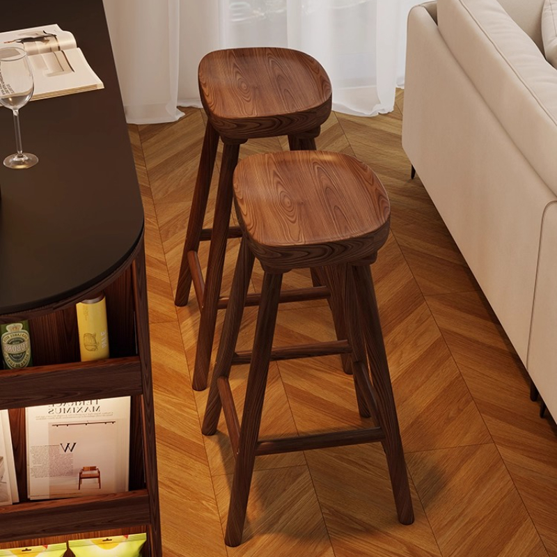 無垢材の曲線バースツール、ハイダイニングアイランドカウンター - Home Bar Seating のレビューと価格