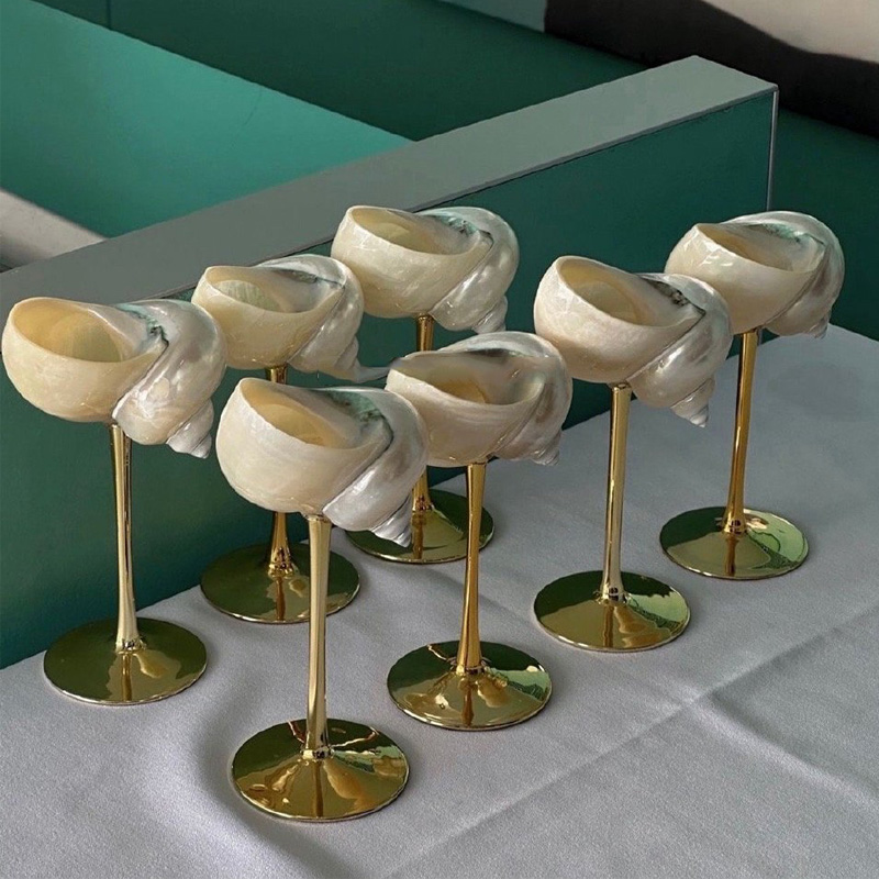 天然巻き貝ワイングラスバーやレストランアクセサリーホームレス - Home Bar And Cabinet のレビューと価格
