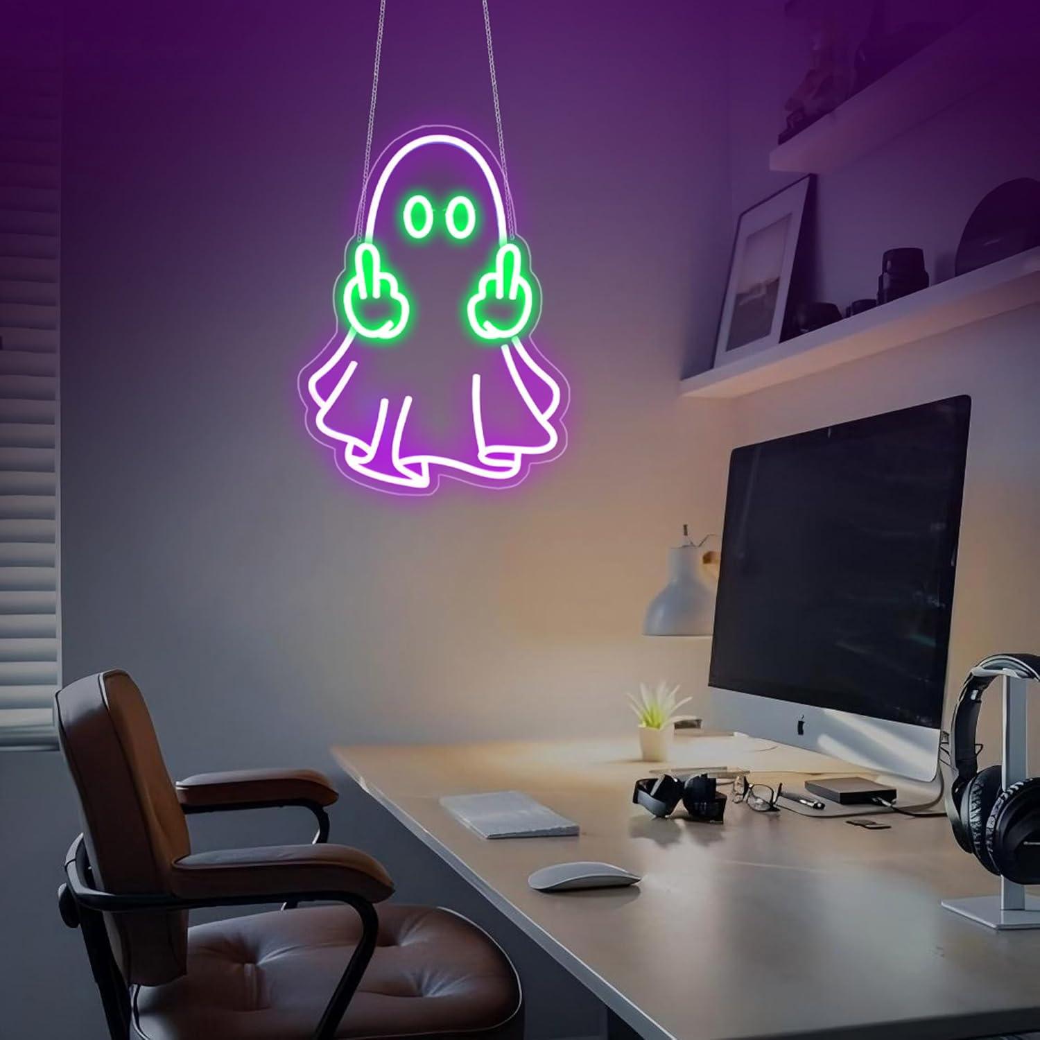 ゴーストネオンサイン USB電源 LED調光可能ネオンライト - Home Bar Signs のレビューと価格