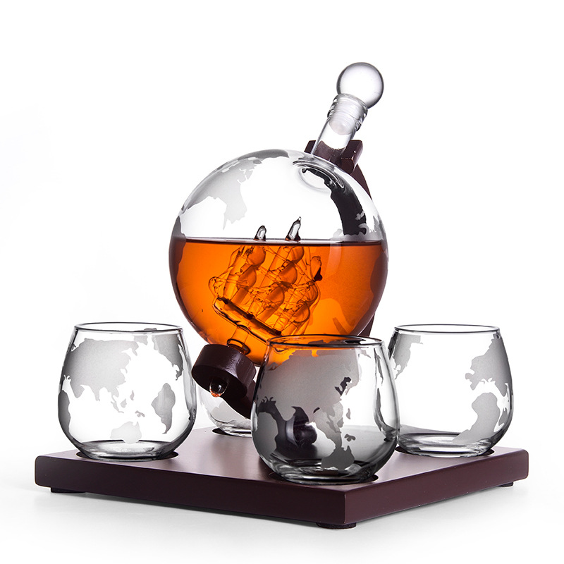 クリエイティブなガラス製ワインボトルデッキ,カボチャ,シャン - Decanter Globe Set のレビューと価格