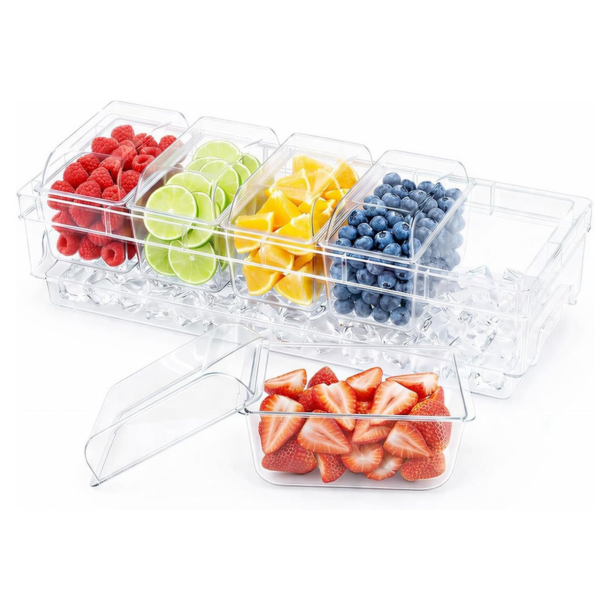 冷蔵調味料容器、タコスバーサービングセット、パーティー用アイ - Garnish Tray Set のレビューと価格