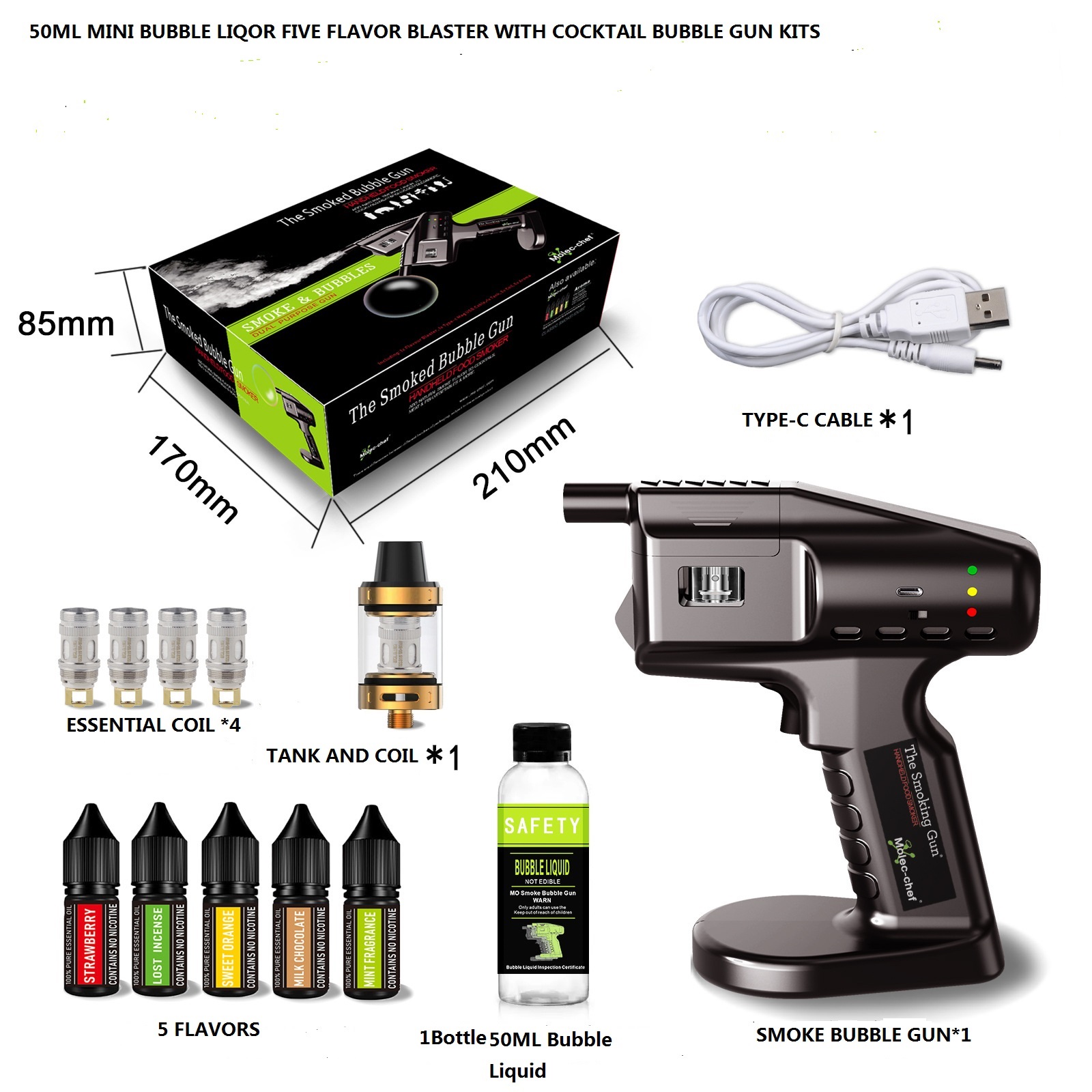 充電式フレーバーブラスターカクテルガンキット、スモークマシン - Smoking Gun Kit のレビューと価格