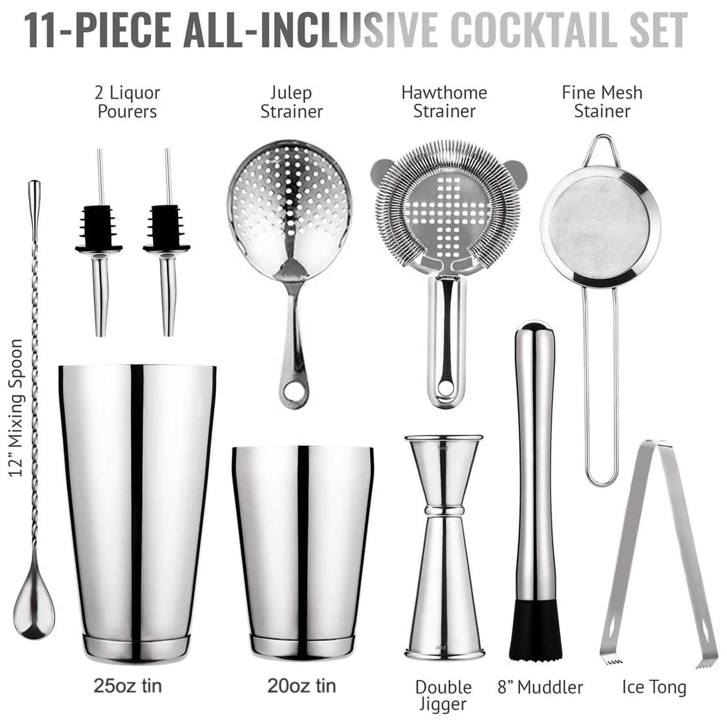 stllCAMOL FACTORY 11ピース シルバー ウ - Boston Shaker Set のレビューと価格