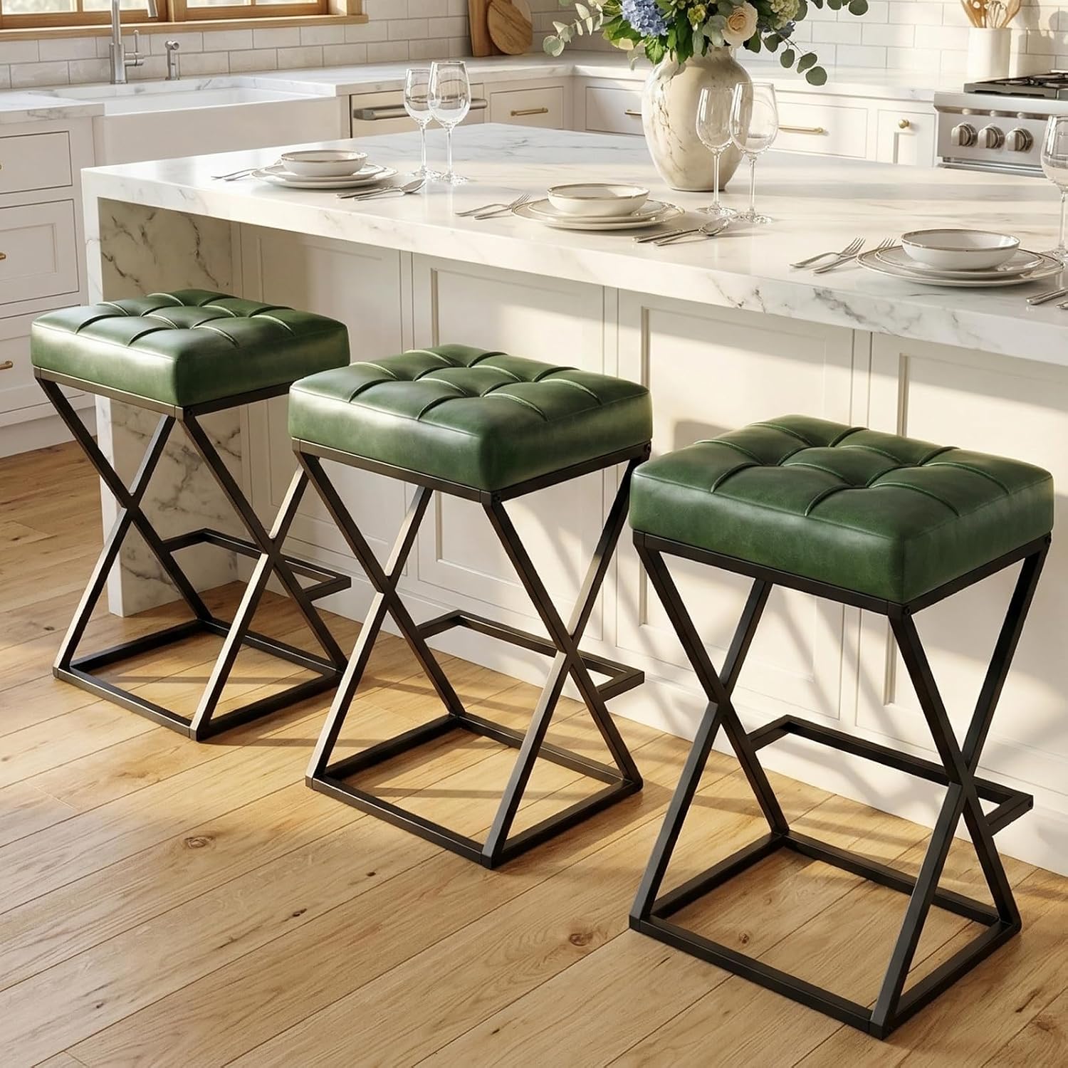 モダンな回転バースツール3脚セット カウンター高さのバーチェ - Home Bar Seating のレビューと価格