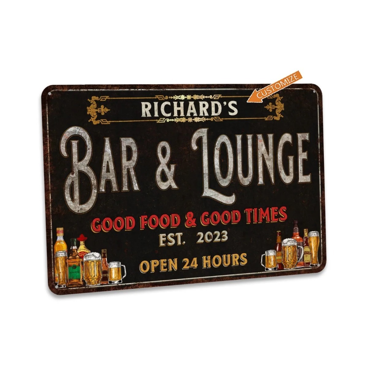 カスタムバー＆ラウンジサイン バーとラウンジのメタルサイン  - Home Bar Signs のレビューと価格