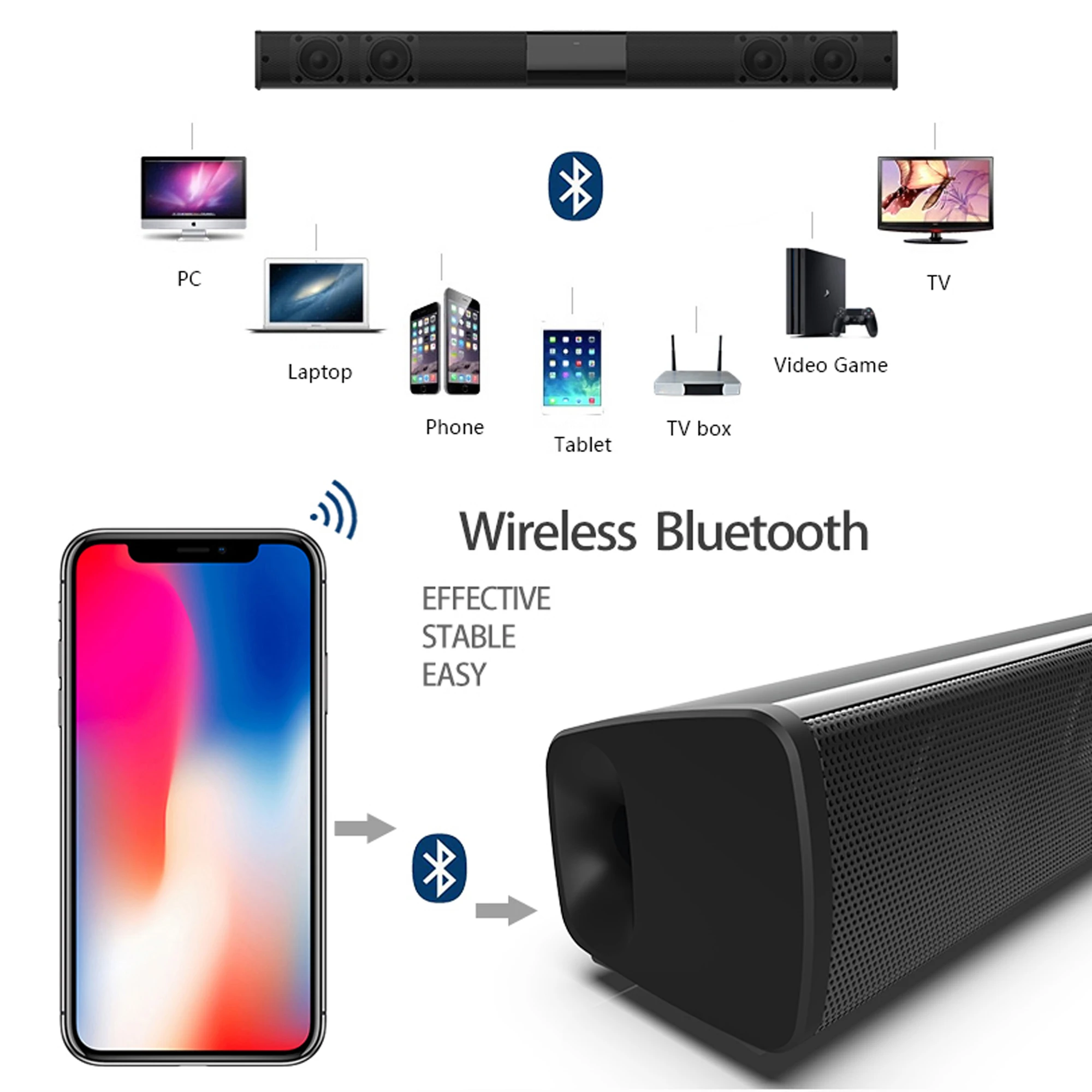 Bluetoothワイヤレスサウンドバー,40W,ホームシア - Home Bar And Theater のレビューと価格