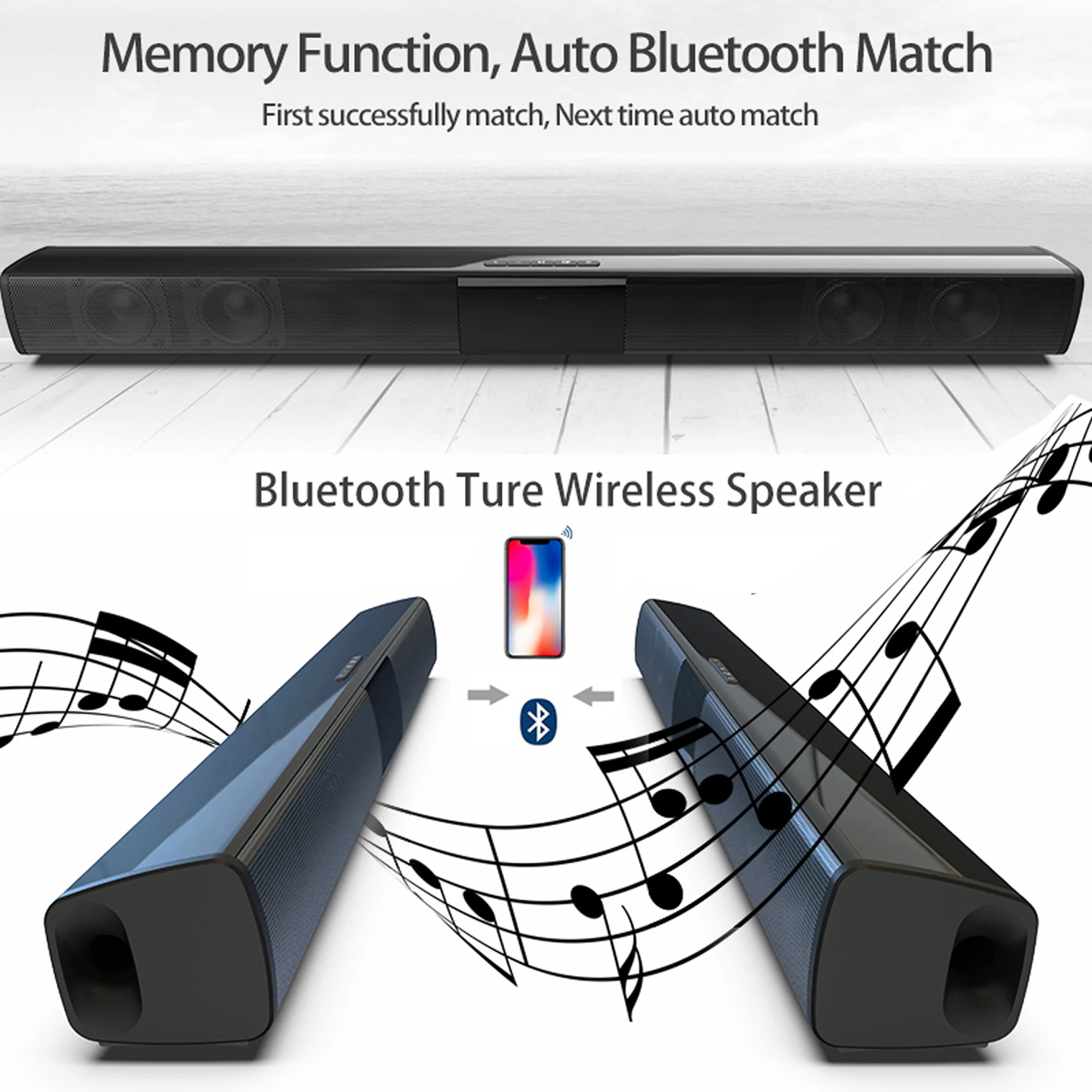 Bluetoothワイヤレスサウンドバー,40W,ホームシア - Home Bar And Theater のレビューと価格