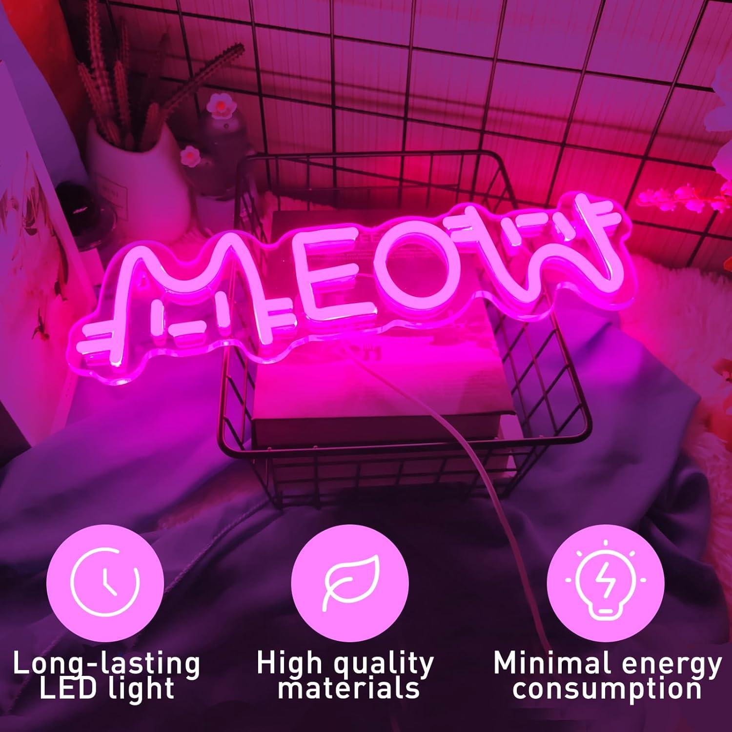 ニャーネオンサインキャットUSB電源LED調光ネオンライト寝 - Home Bar Signs のレビューと価格