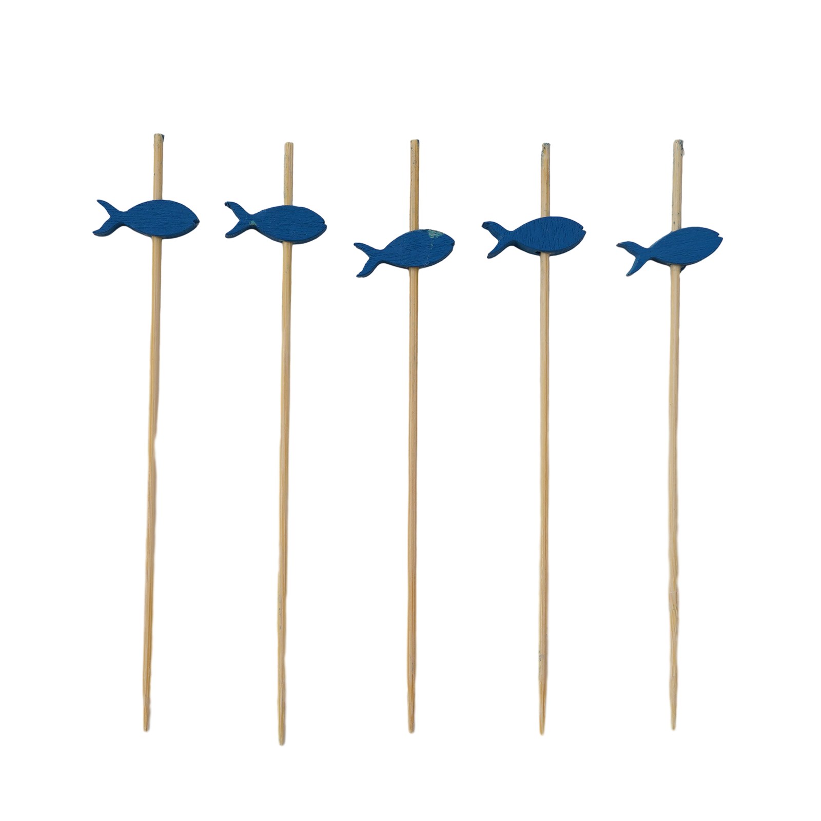 青い魚の形をしたカクテルピック100本入り、パーティーでの料 - Ice Pick Pick のレビューと価格