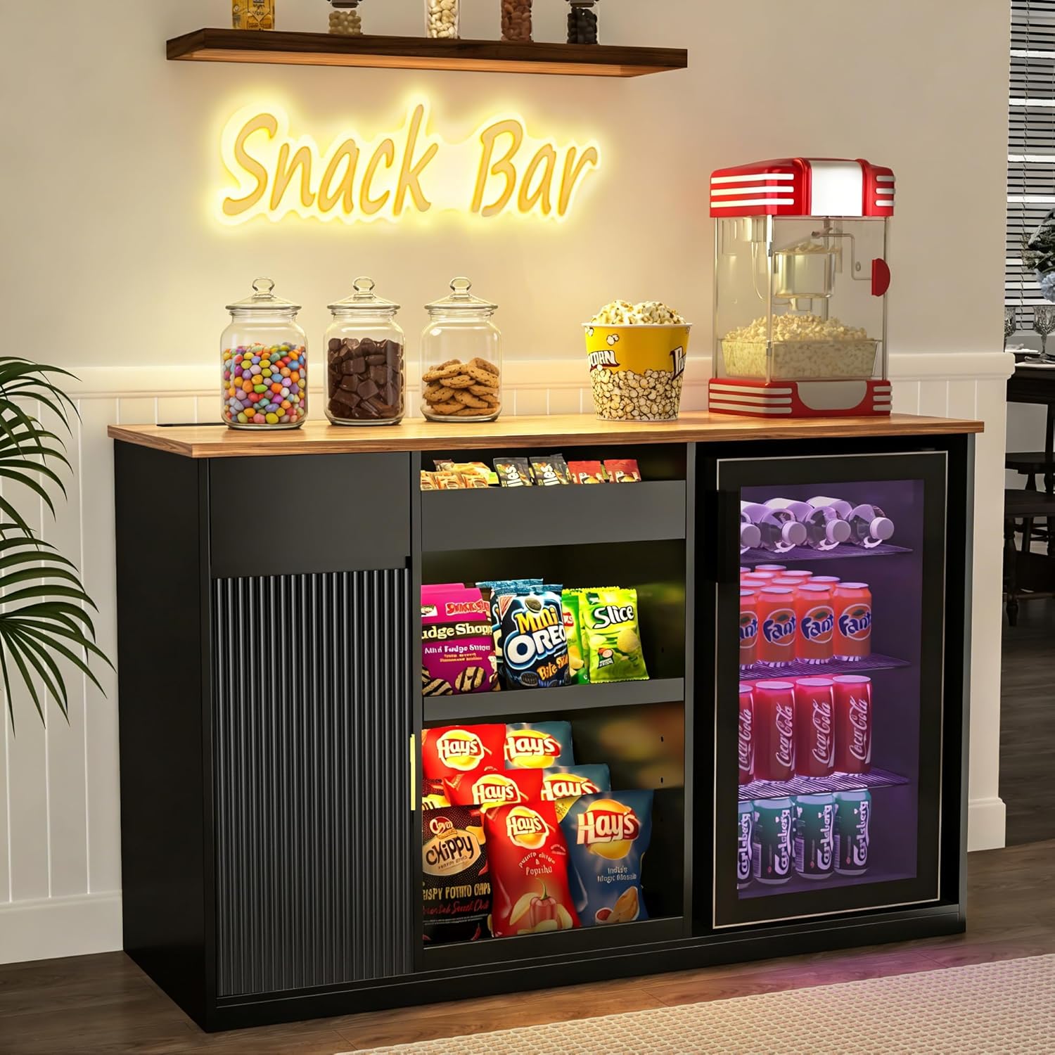 スナックバーキャビネット 冷蔵庫スペース付き収納ディスプレイ - Home Bar And Cabinet のレビューと価格