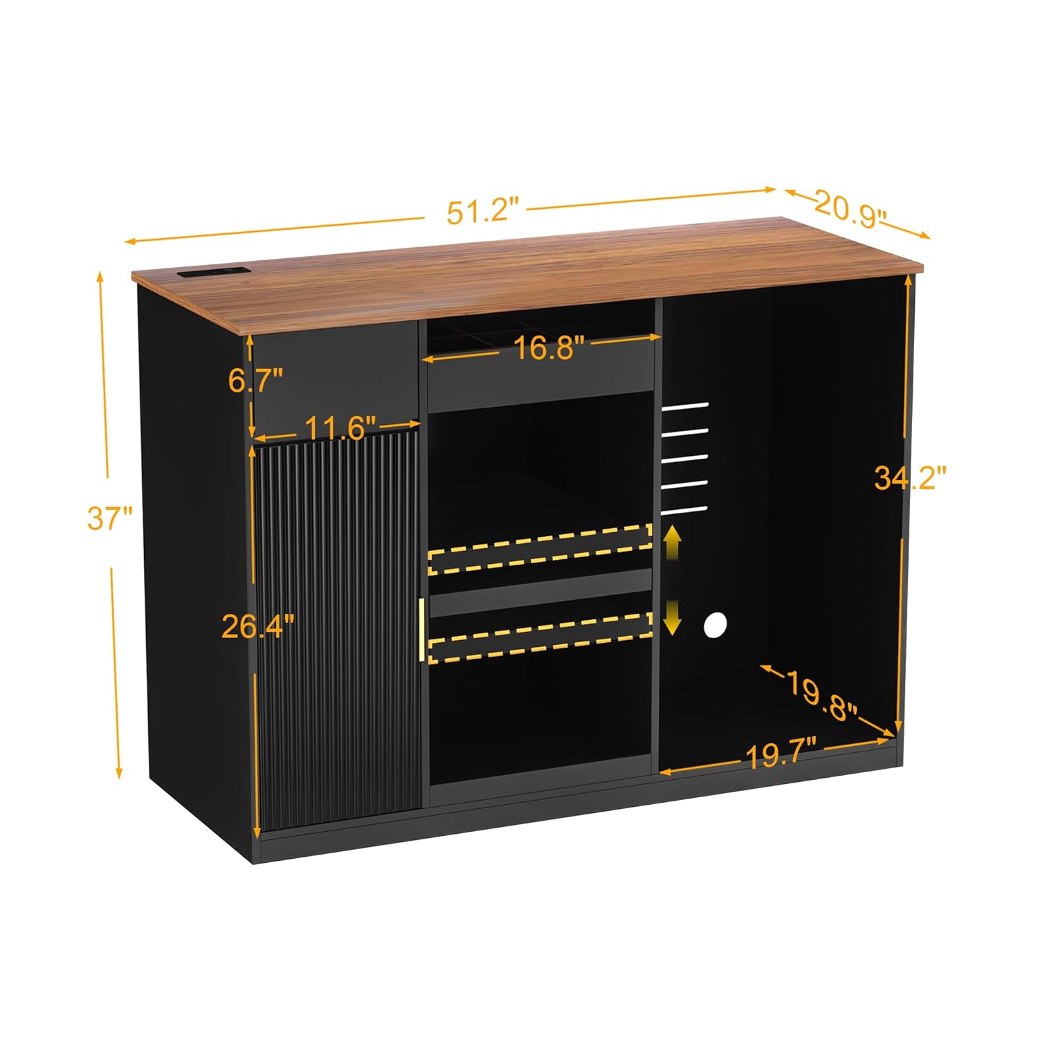 スナックバーキャビネット 冷蔵庫スペース付き収納ディスプレイ - Home Bar And Cabinet のレビューと価格