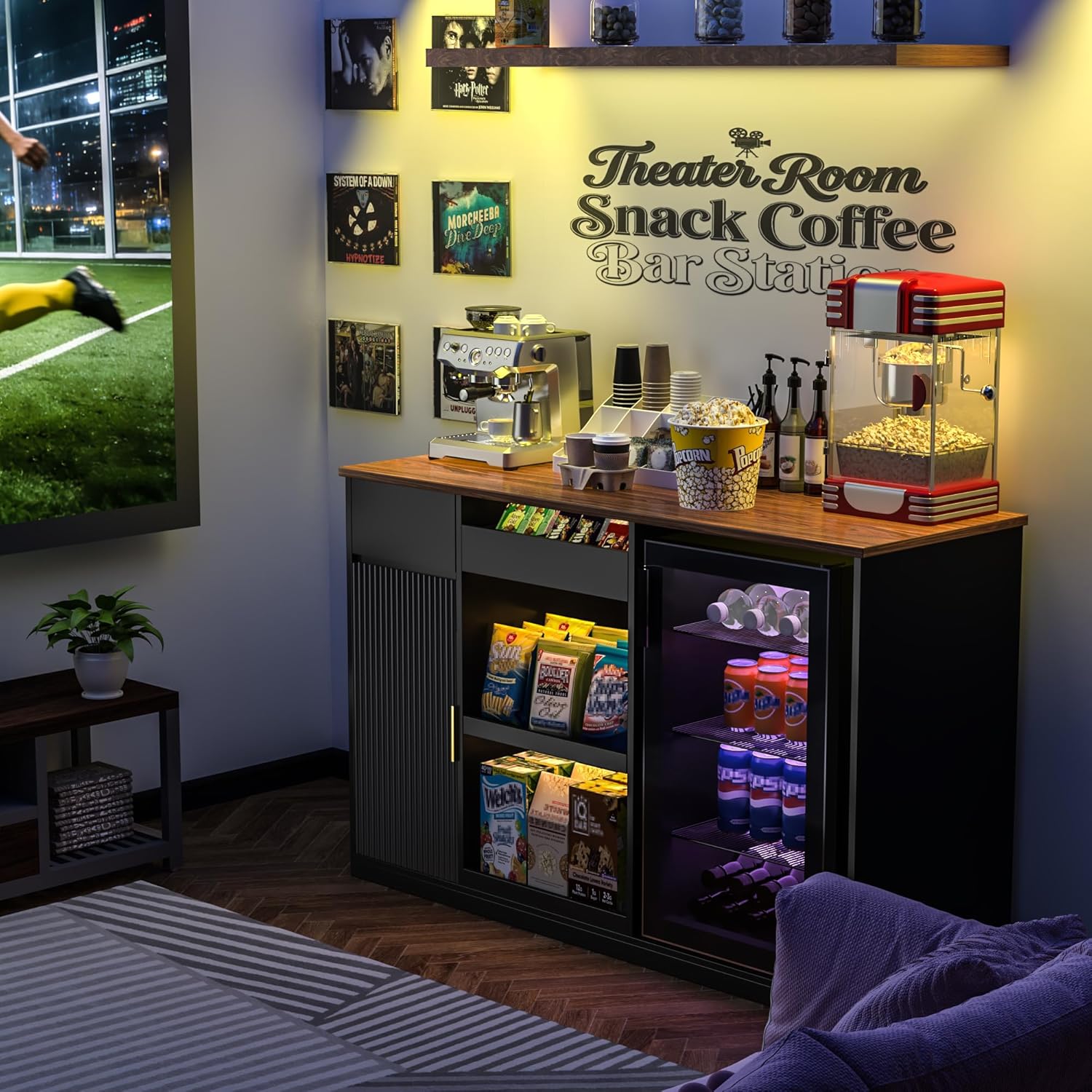 スナックバーキャビネット 冷蔵庫スペース付き収納ディスプレイ - Home Bar And Cabinet のレビューと価格