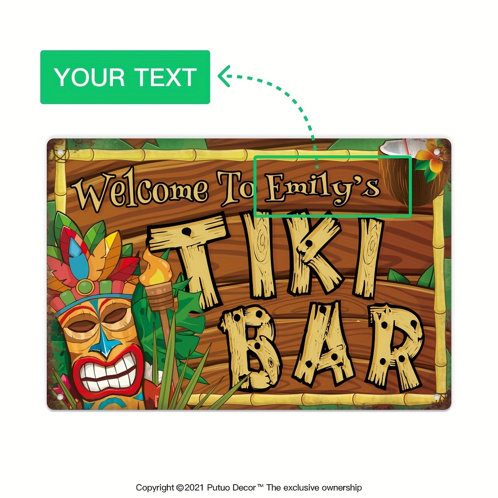 カスタムデコレーションティキバーサイン、名前入り、ヴィンテー - Home Bar Signs のレビューと価格