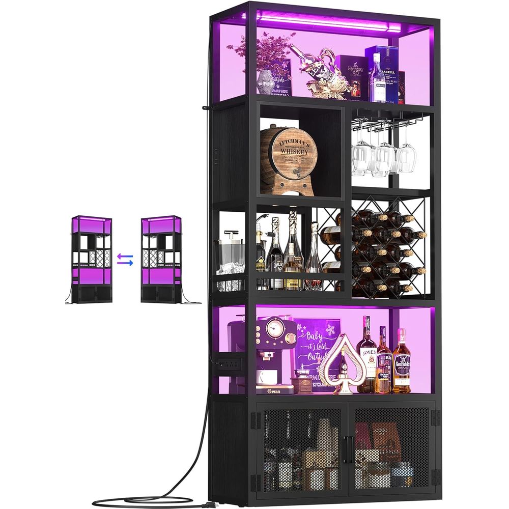 高さ82.6インチのバーキャビネット、電源コンセントとLED - Home Bar And Cabinet のレビューと価格