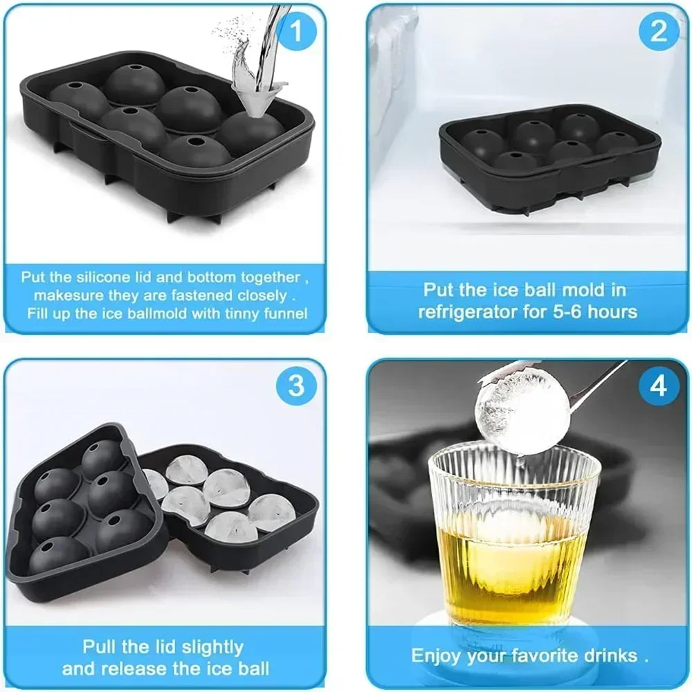 6個取りの氷球型、食品グレードシリコン製、BPAフリー、漏れ - Ice Mold Sphere のレビューと価格