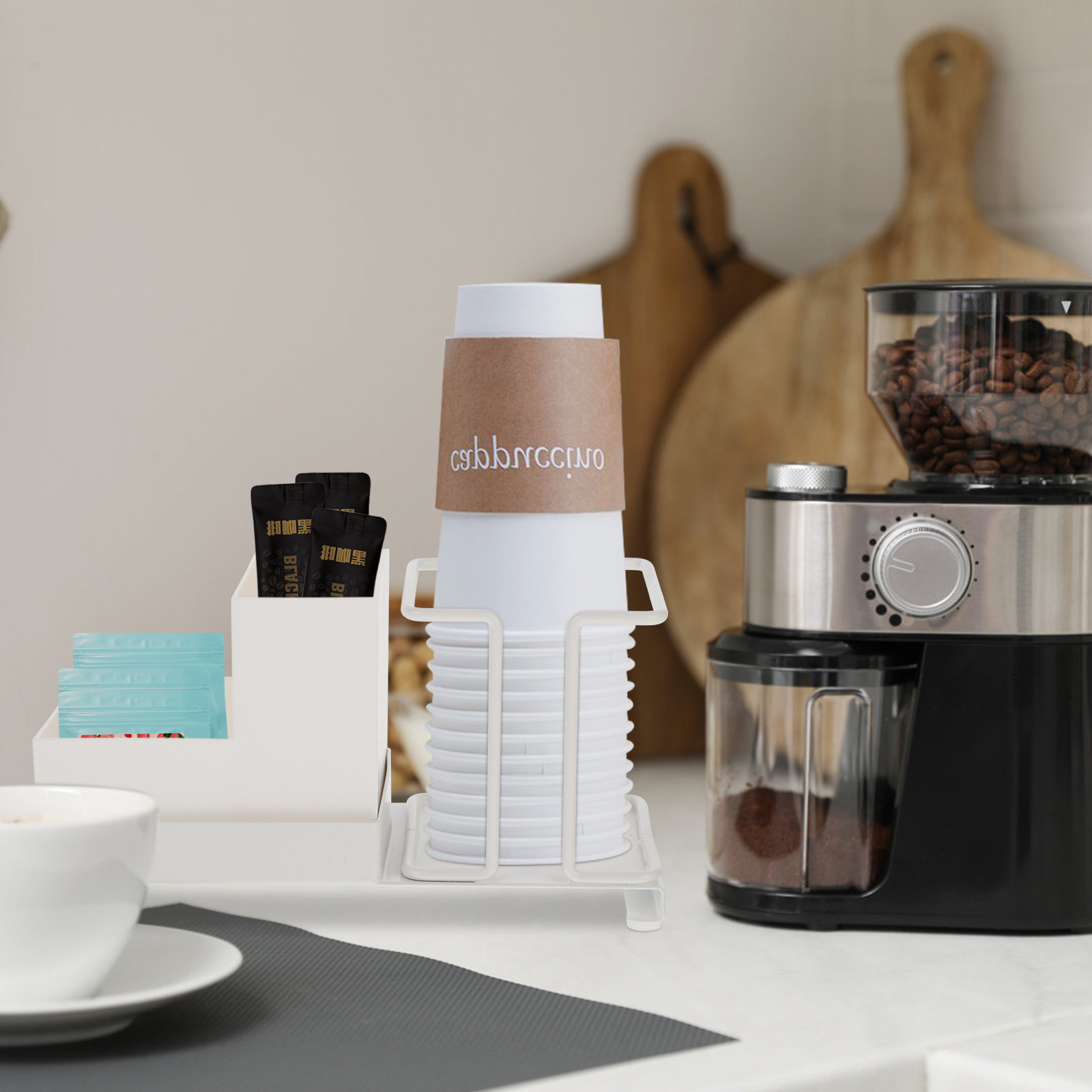 コーヒーバーオーガナイザー使い捨て紙カップホルダー収納ボック - Home Bar Supplies のレビューと価格