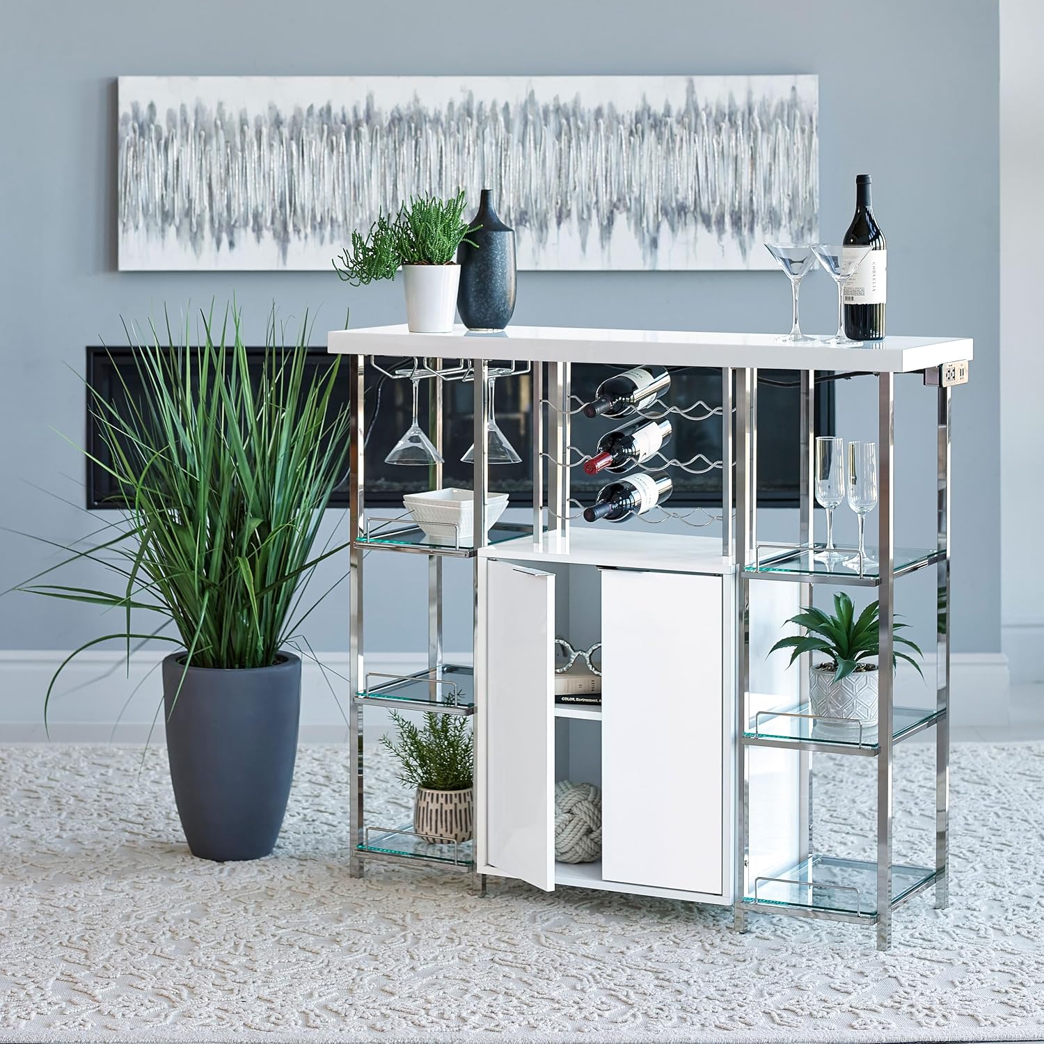 家庭用家具 木製＆金属製 2ドアバーキャビネット ボトルラッ - Home Bar And Cabinet のレビューと価格