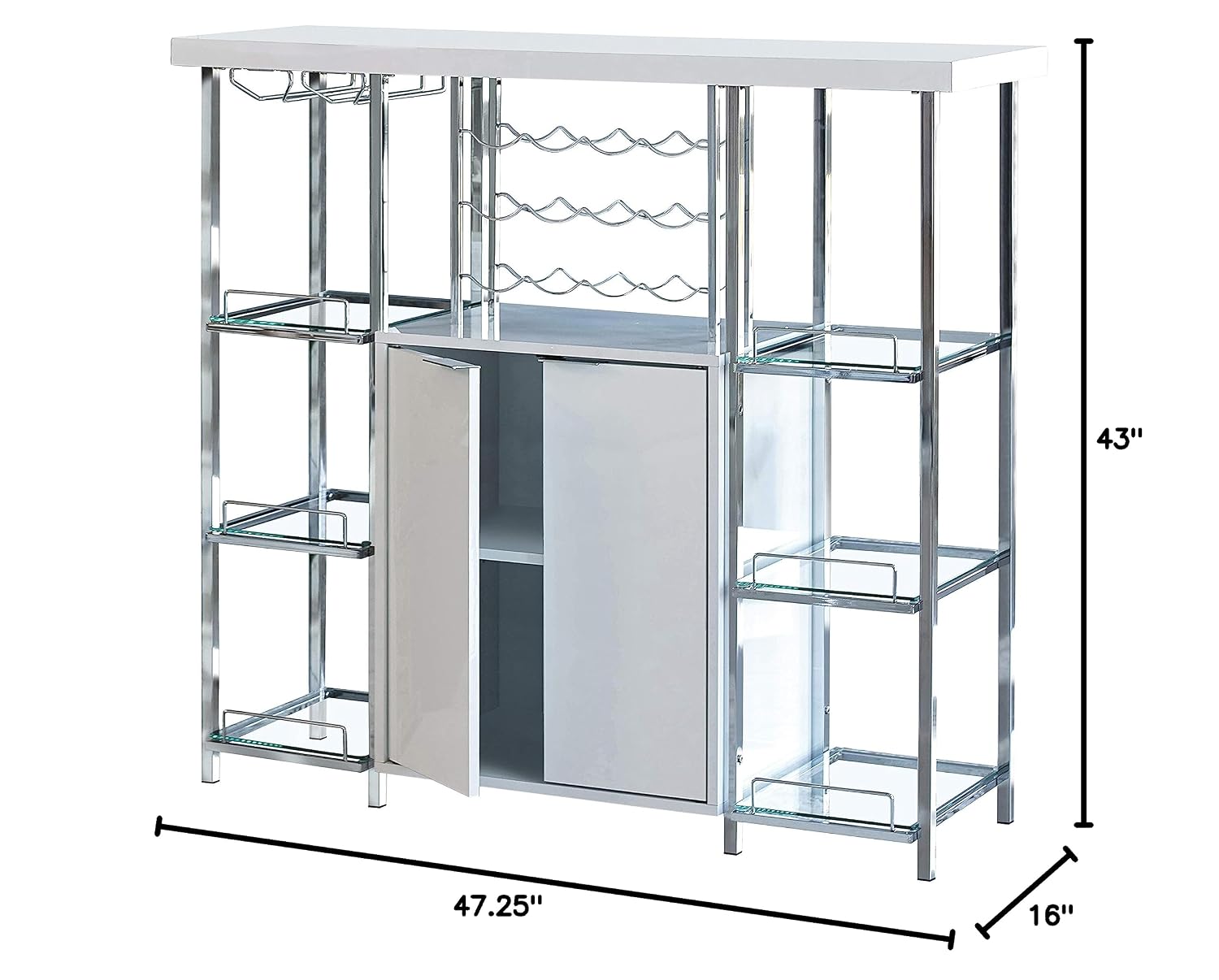 家庭用家具 木製＆金属製 2ドアバーキャビネット ボトルラッ - Home Bar And Cabinet のレビューと価格
