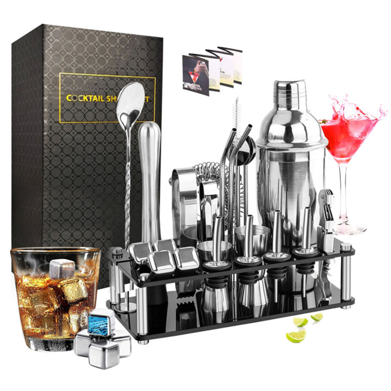 ステンレス鋼のバーテンダーキット,カクテル用,ディスプレイス - Cocktail Recipe Book のレビューと価格
