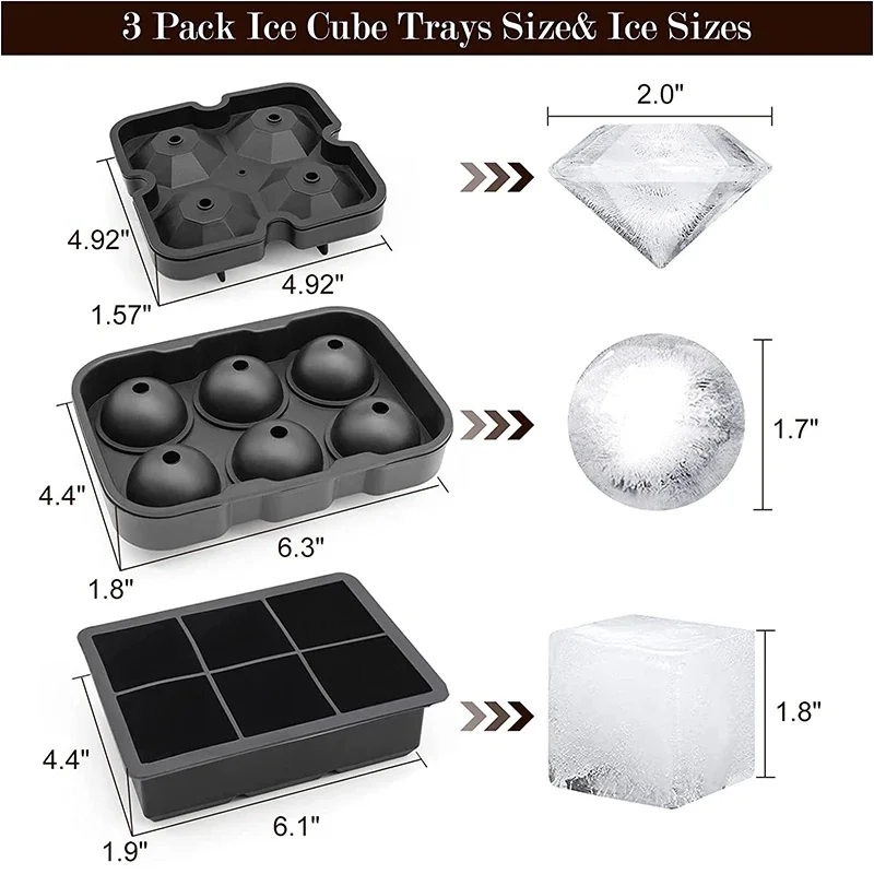 大型アイスキューブトレイシリコンアイスキューブ型冷凍庫用蓋付 - Ice Mold Sphere のレビューと価格