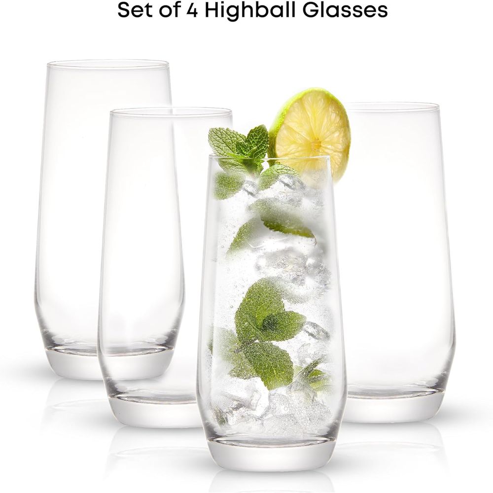 18.5オンス ハイボールグラスセット、4ピース背の高いクリ - Highball Glass Set のレビューと価格